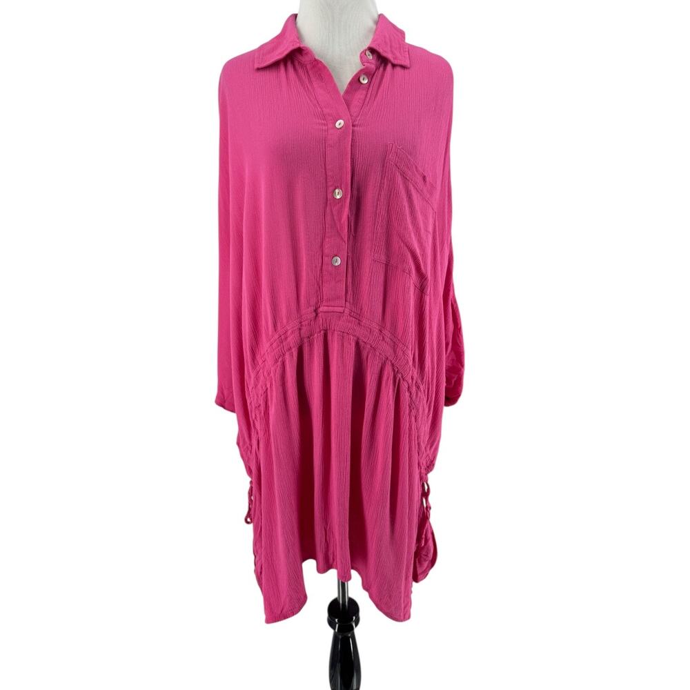 Elan Women's Pink Oversized Shirt Swimsuit Cover-Up Size‎ Small